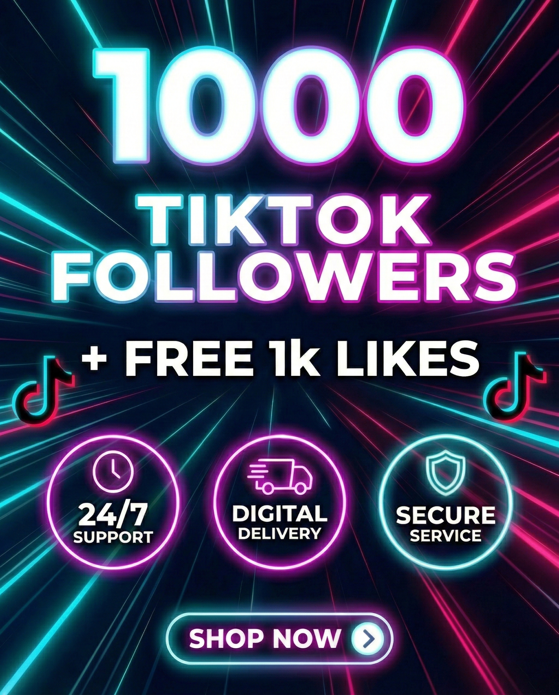 1000 TikTok Followers with free 1k Tiktok Video Likes