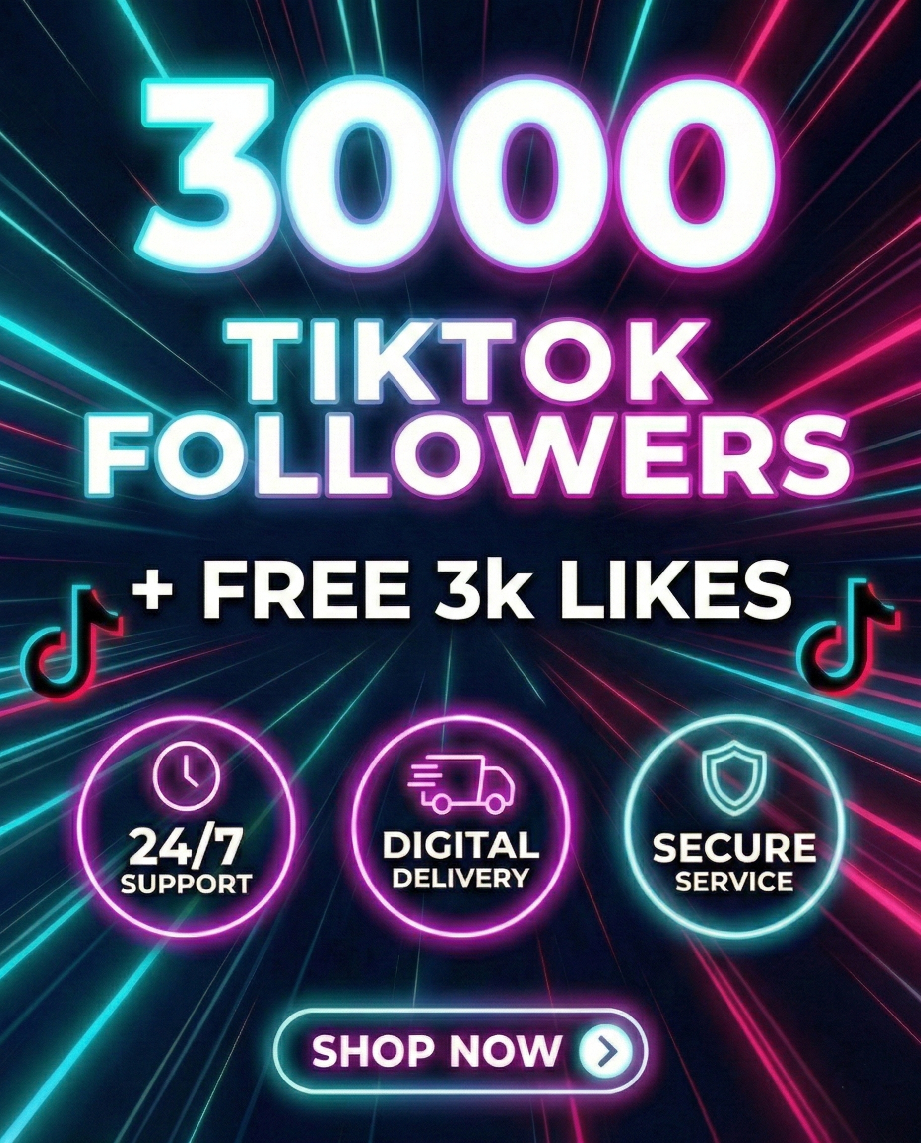 3000 TikTok Followers with free 3k Tiktok Video Likes